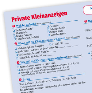 zeitschrift formular kleinanzeigen